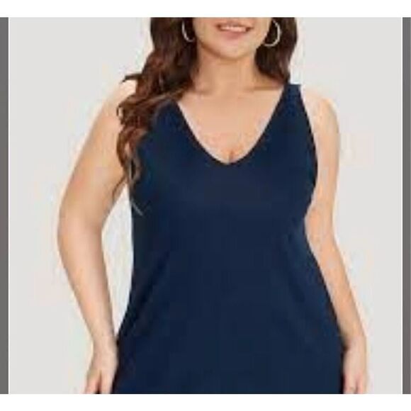 NWT BLOOMCHIC Supersoft Essentials Solid Patchwork Sleeveless Pullover-Indigo-SI - Picture 1 of 5